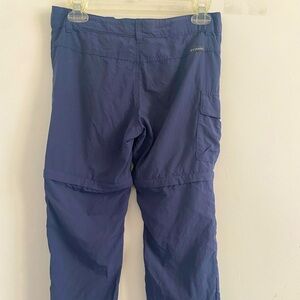 Columbia zip off hiking pants youth medium; navy blue